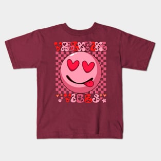 groovy valentine vibes valentines day shirts for girls womens and moms Kids T-Shirt